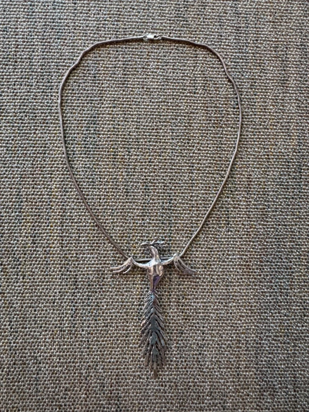 Carl Tasha Modernist Sterling Silver Pheonix Necklace